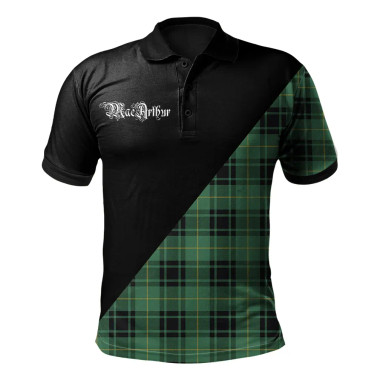 Scottish MacArthur Ancient Clan Crest Tartan Polo Shirt - Military Logo