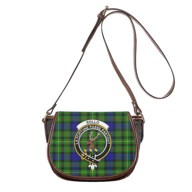 Scottish Rollo Clan Crest Tartan Saddle Bag