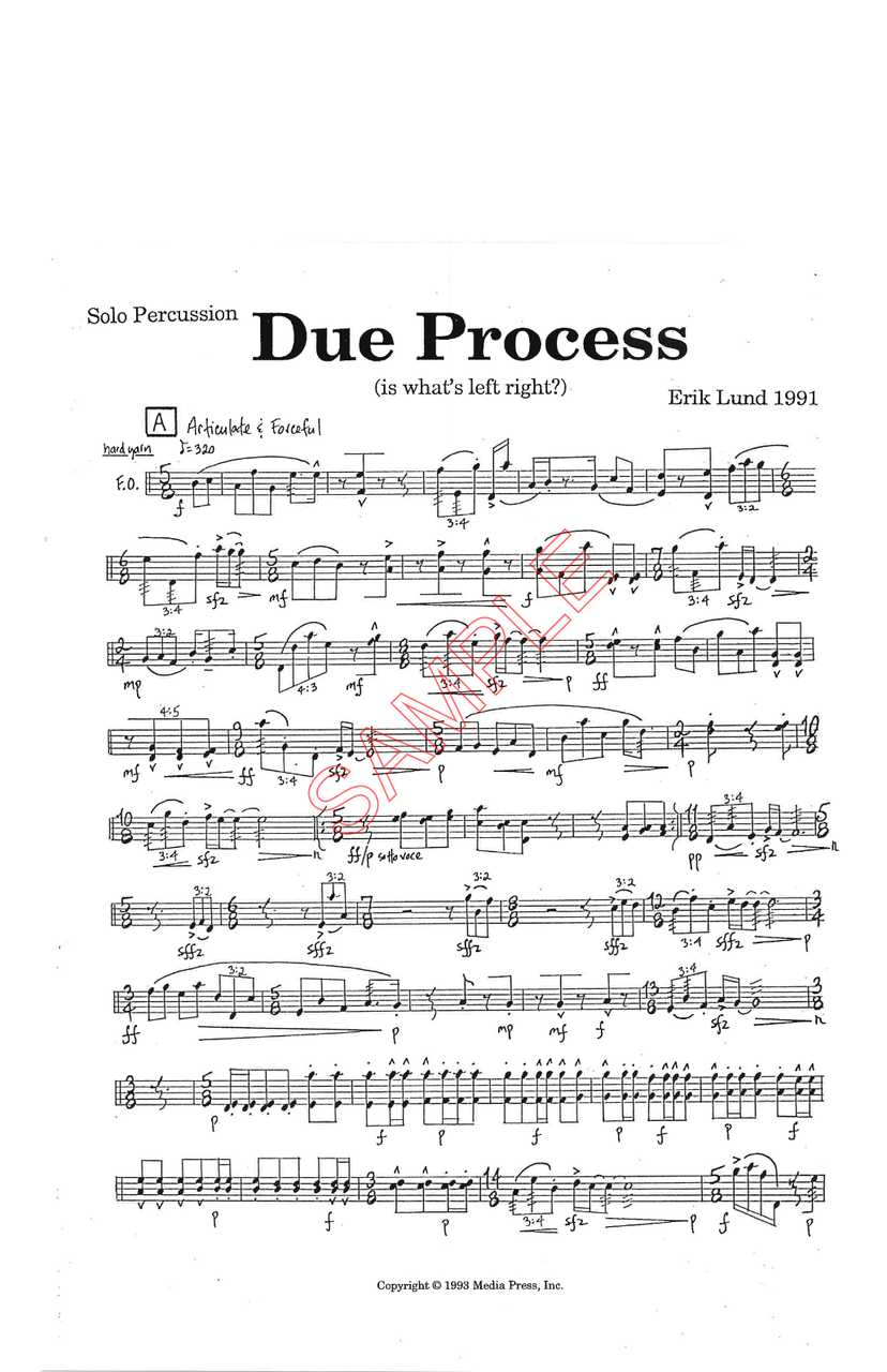 Lund, Erik- Due Process, for solo percussion - Media Press