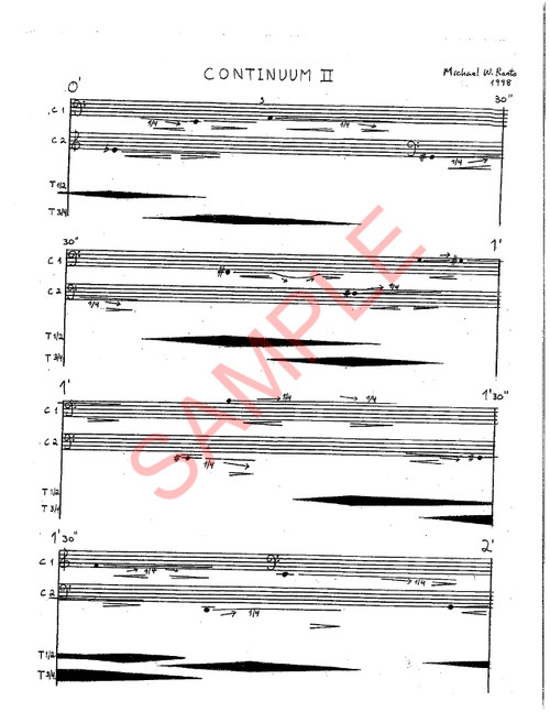 Ranta, Michael- Continuum II, for 2 bass clarinets, 1 percussion, and tape 