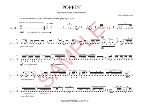Barnes, Micheal - Poppin' for snare drum and microwave  (Digital Download)