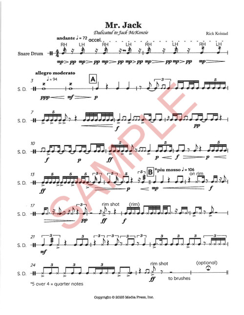 Kvistad, Rick - Two Pieces for Snare Drum