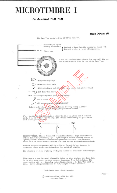 O'Donnell, Rich- Microtimbre I, for Amplified Tam Tam 