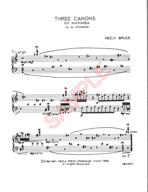 Bruce, Neely- Three Canons, for solo marimba