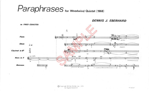 Eberhard, Dennis- Paraphrases, for woodwind quintet (Digital Download)