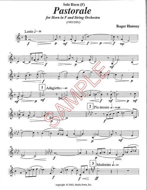 Hannay, Roger- Pastorale, for Horn in F and piano