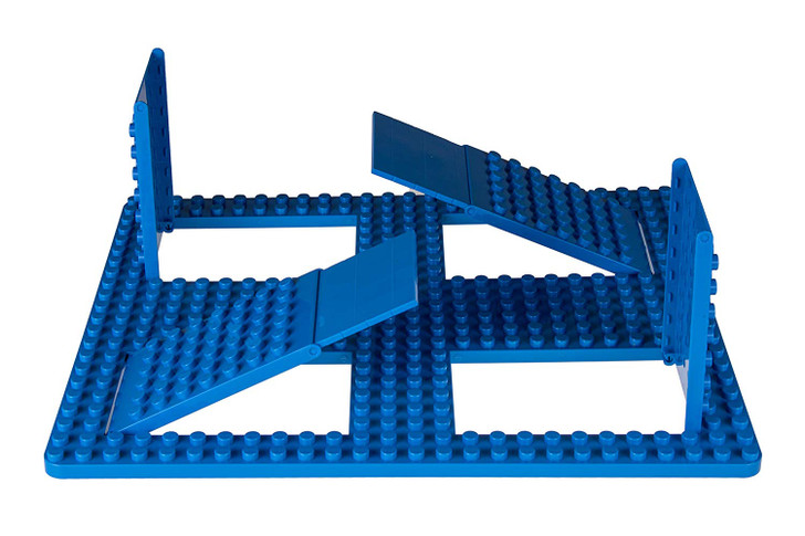 Strictly Briks Classic Baseplate 13.75"x16.25" Large Building Baseplate with 4 Trap Doors and 2 Ramps 100% Compatible with All Major Brands | Large Pegs for Toddlers | Stackable Baseplate (Blue)