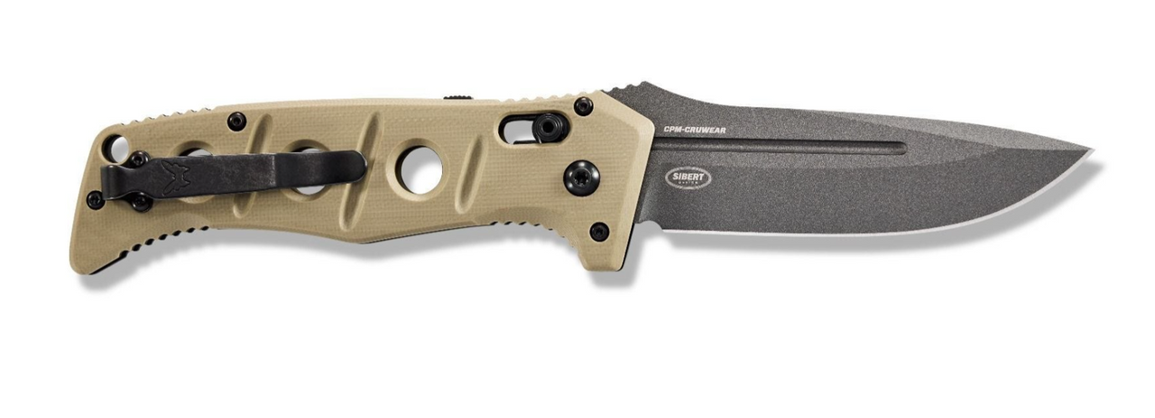 Benchmade 2750GY-3 Auto Adamas Folding Knife 3.78 CruWear Tungsten Gray  Plain Blade Desert Tan G10