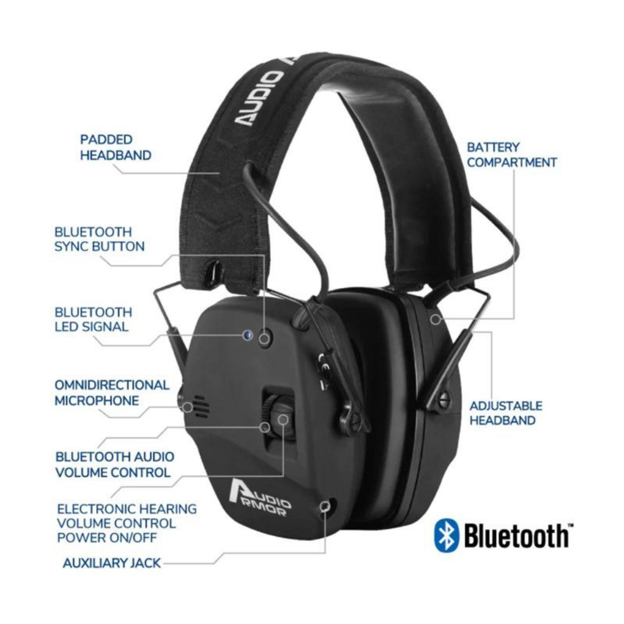 Audio Armor Hearing Protection Headset w/ Bluetooth