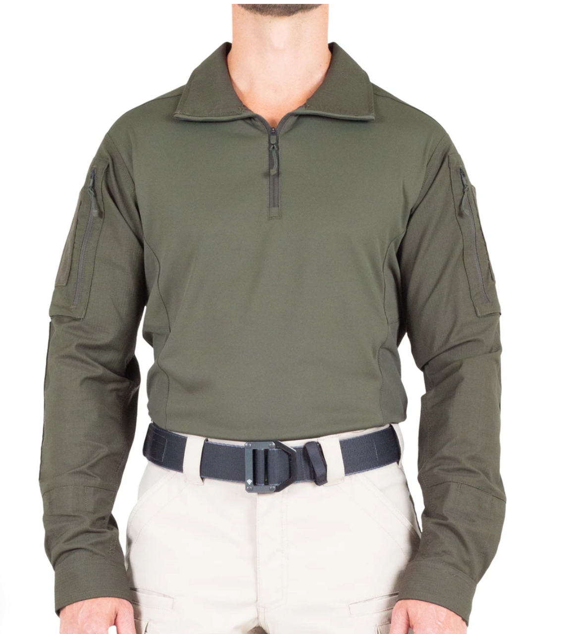 First Tactical's Defender Series Shirts are the best of both worlds: performance built to handle any mission while maintaining the professional look needed when on normal patrol. In the performance department specialized pockets boast ample space for oversized gear, a specialize yoke eliminates unwanted bulk, and oversized sleeve pockets accept patches or embroidery. Creating the perfect warm weather shirt was at the forefront of design as articulated elbows, running gussets, and vented mesh locations provide advanced movement and breathability.