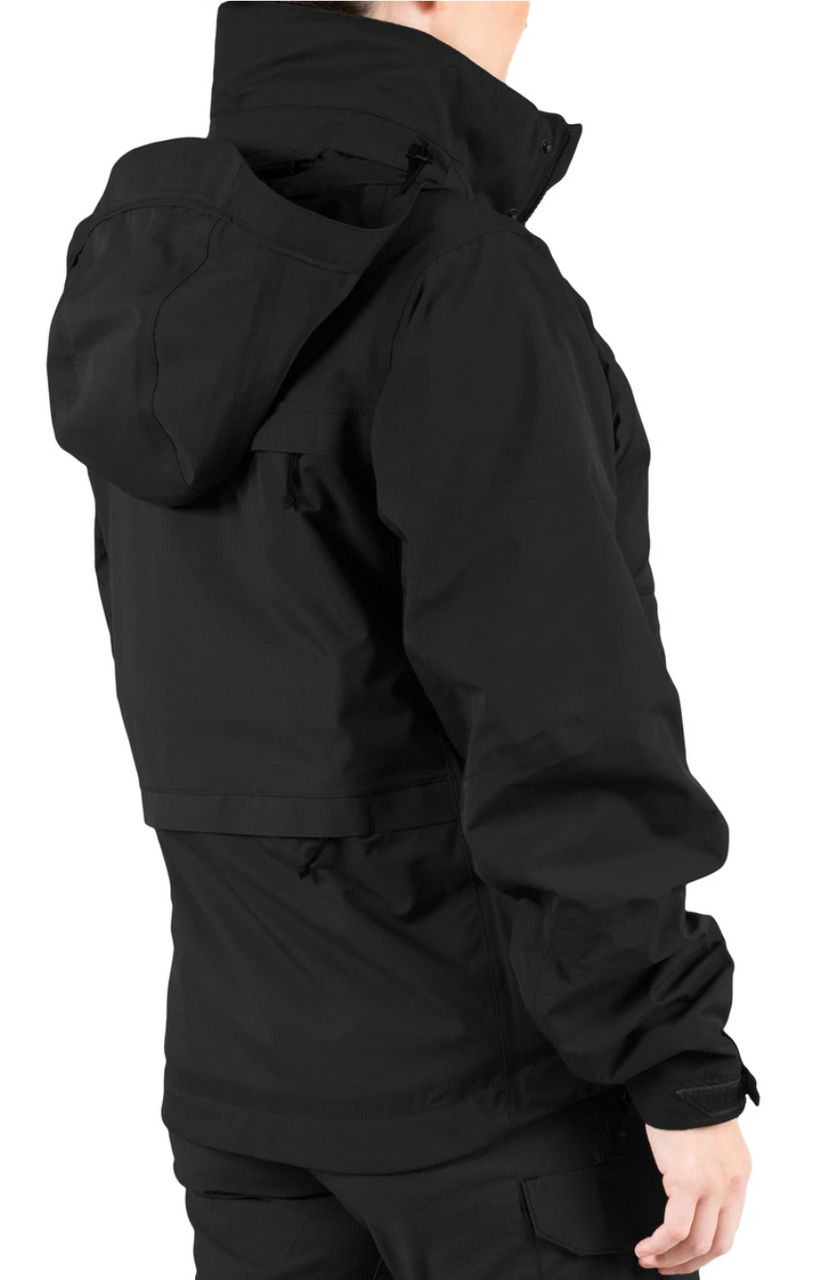 The Women’s Tactix Series System Jacket is the ultimate go-to for all of your tactical jacket needs. The outer shell is 100% waterproof, breathable, bloodborne pathogen resistant, fully seam sealed wind resistant nylon, designed to move and breathe while keeping you guarded from the elements. The design is cut specifically to fit a woman’s body, and a revolutionary 3-way adjustable hood design and a zip-in SoftShell give this jacket the edge you need in the field.