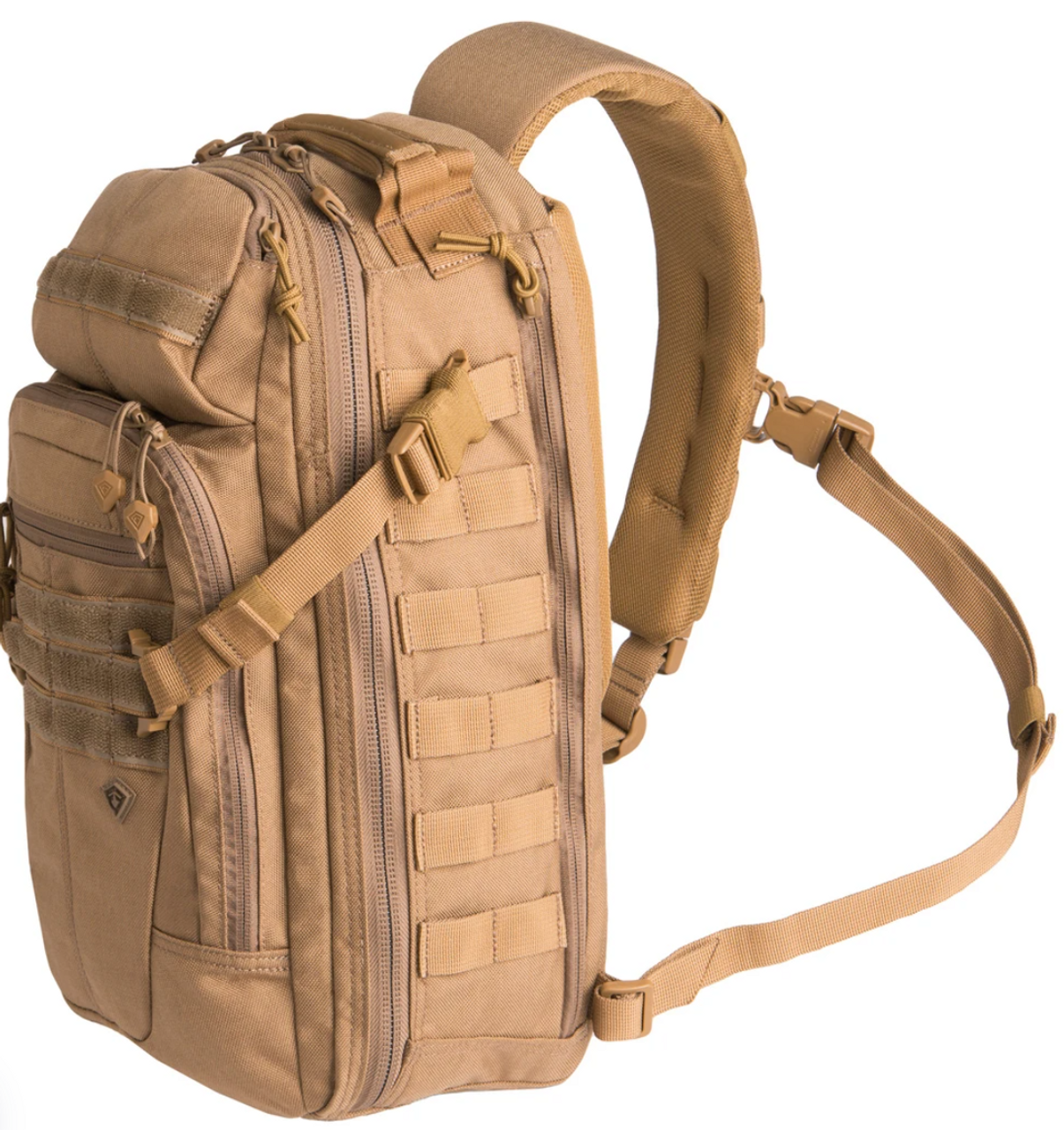 First Tactical’s Crosshatch Sling Pack is ergonomic and comfortable for balanced left or right cross-body carrying. Constructed with 1000D tough nylon, repositionable compression straps, and hook/look interior organization, this will quickly become your favorite sling pack.