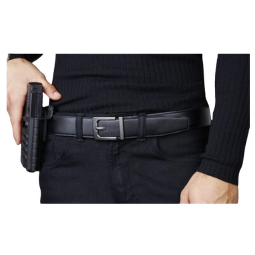 Black Casual Leather Gun Belt 1.5"
