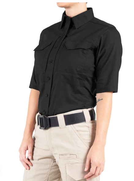 The Women's V2 Short Sleeve Shirt represent years of research, development, and user input to provide a best in class, performance driven shirt to handle any situation. Inset pockets with reinforced flaps provide a neat, clean, and professional look Gusseted construction under the arm provides maximum flexibility when in motion Mechanical stretch provides the ultimate in comfort, professionalism, and durability First, the fabric is dyed at the fiber stage to ensure that color is ingrained at the beginning of the process. Second, it is dyed after the fibers have been woven into fabric for extended color protection up to 50 washes. With a fit specifically designed for women, you'll love this shirt.