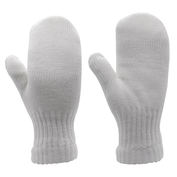 White Knit Traffic Mittens