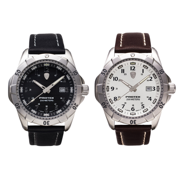 Gents Steel Dive 2000 Series Watch with Italian Leather Strap