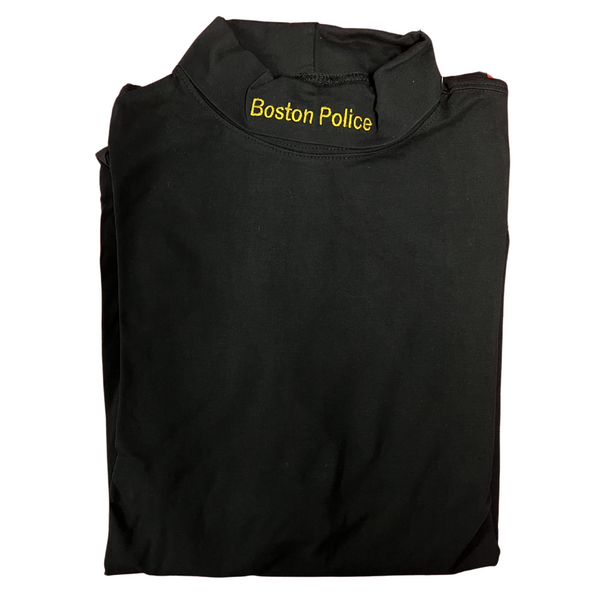 Boston Police Embroidered Turtleneck in GOLD