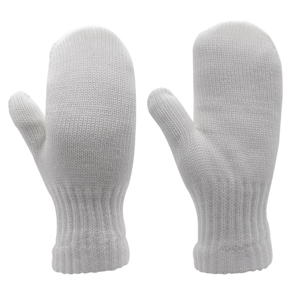 White Knit Traffic Mittens