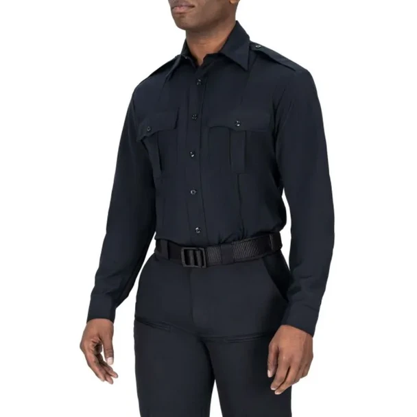 Long Sleeve Wool Shirt in Black