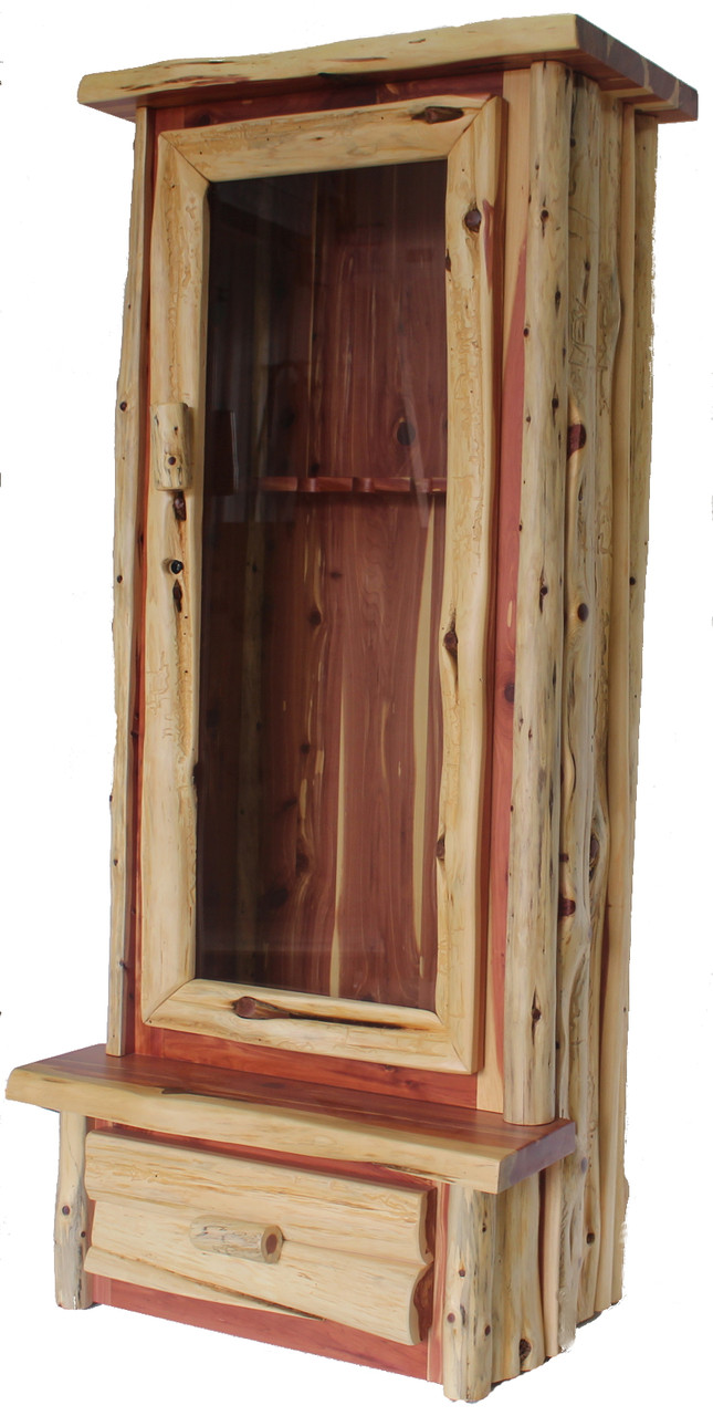 Hand Peeled Red Cedar 6 Gun Cabinet Hidden Lake Furniture Llc