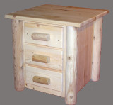 Cedar Log 3 Drawer Night Stand - C4016