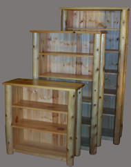 Cedar Log Bookcases with Adjustable Shelves - C4123, C4124, C4125, C4126