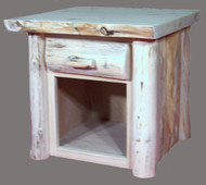 Hand Peeled Cedar Log 1 Drawer Night Stand - CHP5010