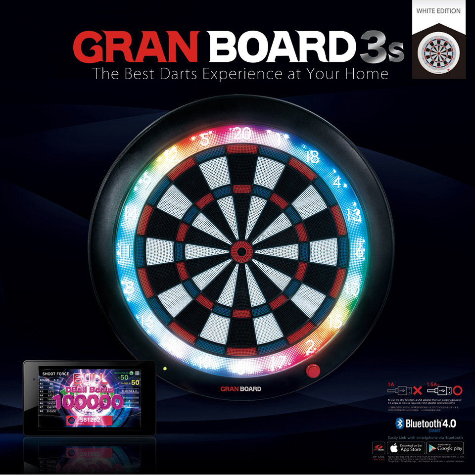 GRAN DARTS GRAN BOARD 3S BLUETOOTH ELECTRONIC DARTBOARD - WHITE