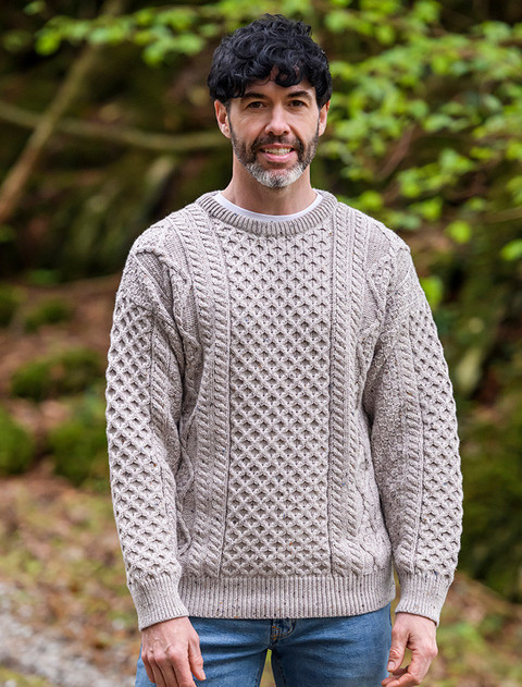 Men's Super Soft Crew Neck Aran Sweater