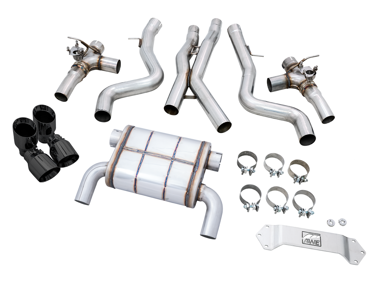 BMW SwitchPath Cat Back Exhaust with Chrome Silver Tips - AWE Tuning 3025-42070