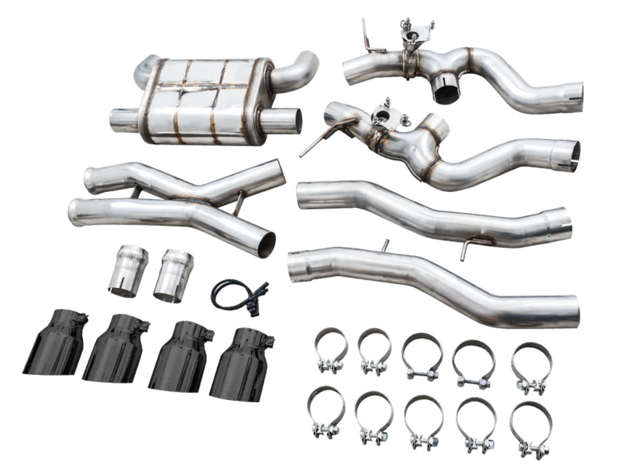 BMW Switch Path Cat Back Exhaust with Diamond Black Tips - AWE Tuning 3025-42480