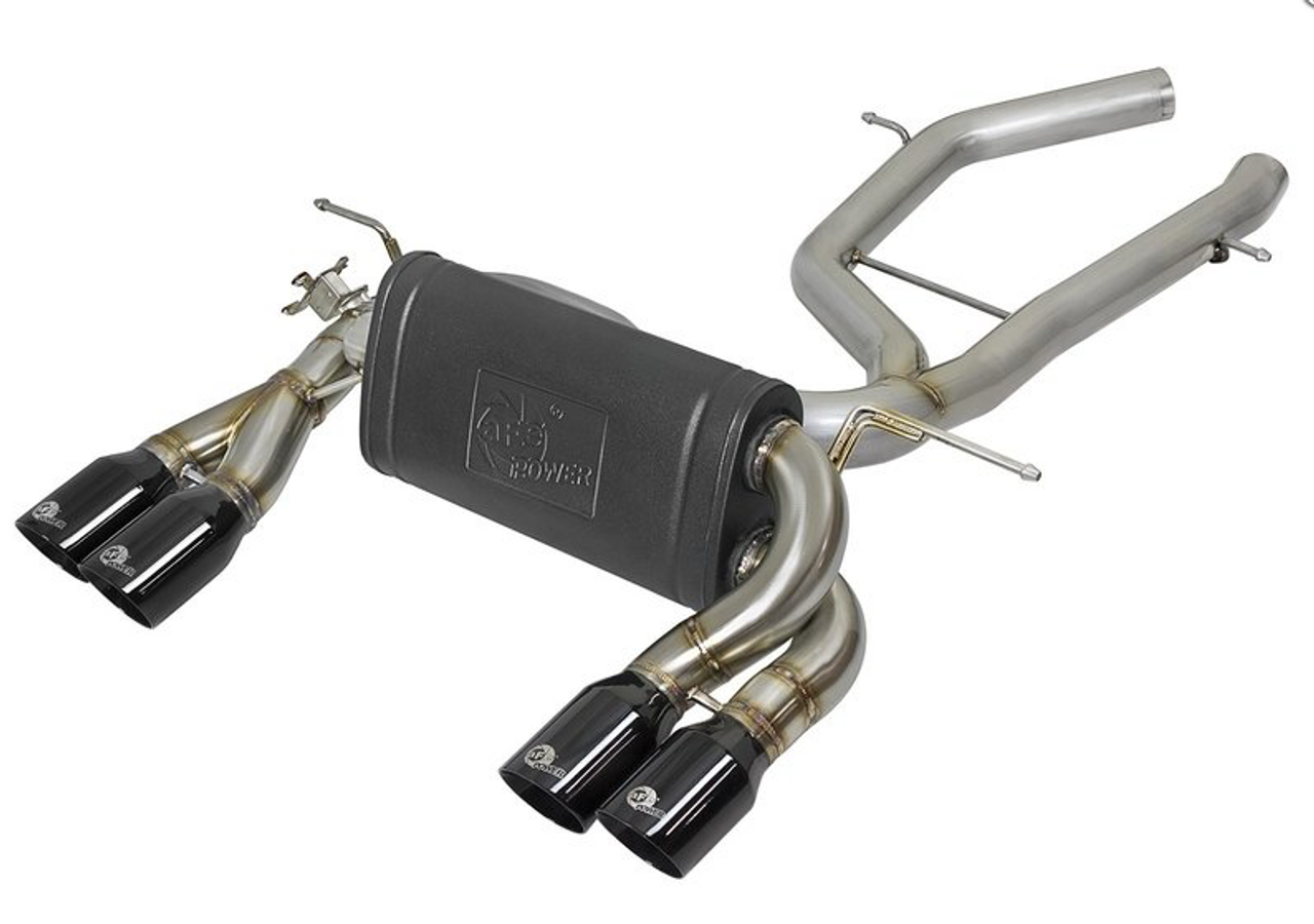 BMW Mach Force-Xp 2-1/2in Stainless Steel Axle Back Exhaust System with Black Tips - aFe 49-36338-B
