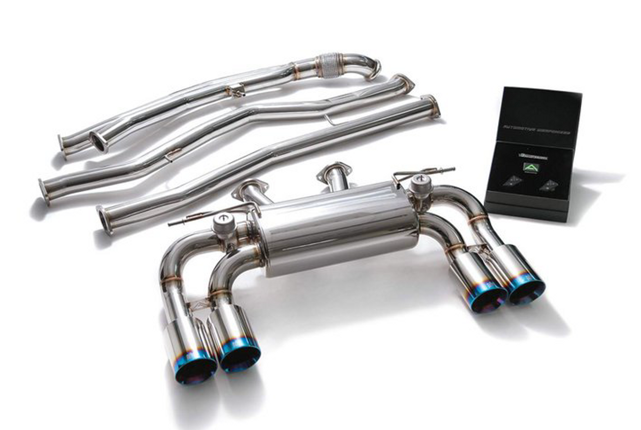 BMW Stainless Steel Valvetronic Catback Exhaust System with Blue Coated Tips - Armytrix BMF87-QC38B
