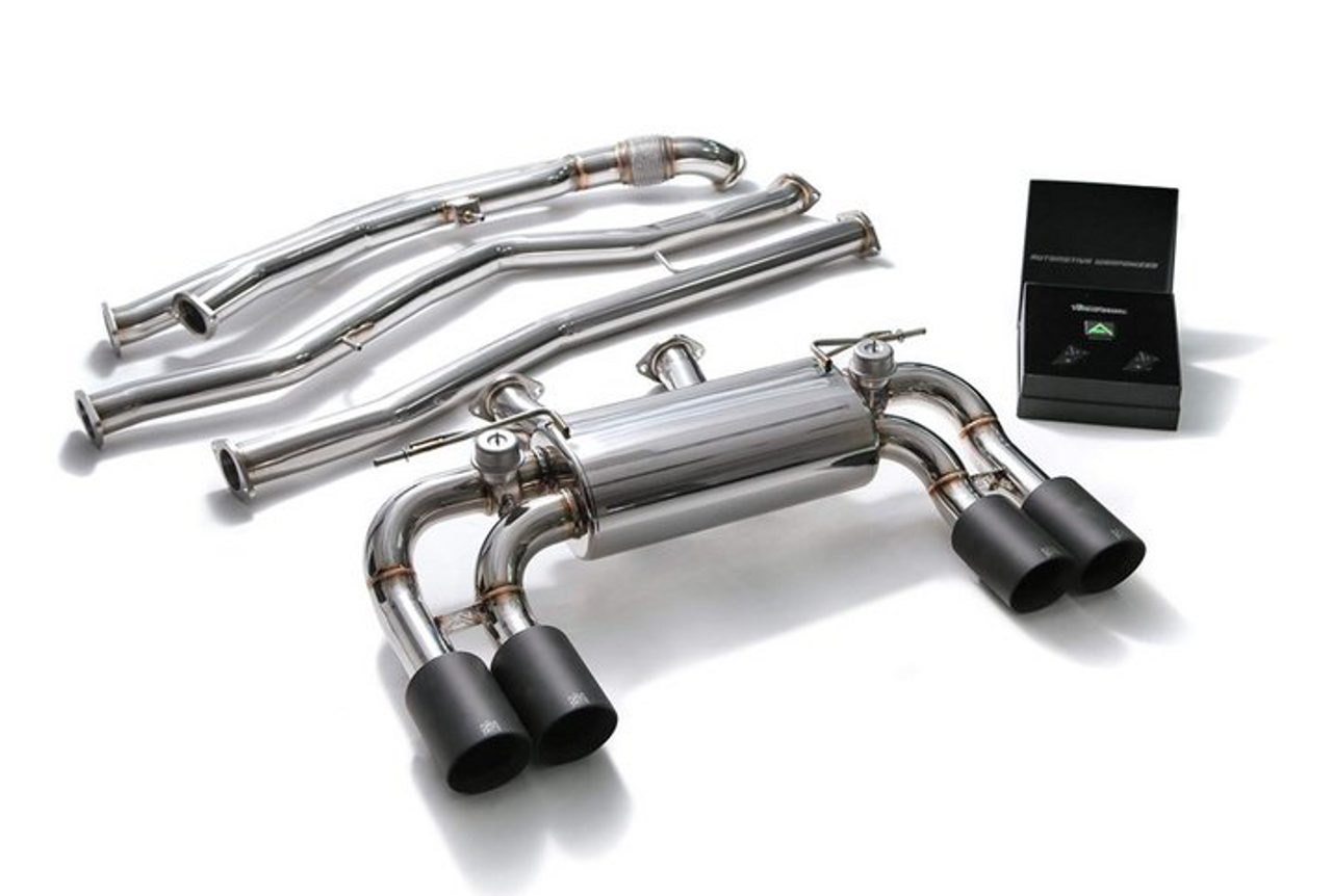 BMW Stainless Steel Valvetronic Catback Exhaust System with Matte Black Tips - Armytrix BMF87-QC38M