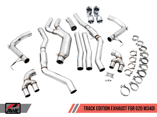 BMW Track Edition Exhaust with Quad Diamond Black Tips - AWE Tuning 3020-43085