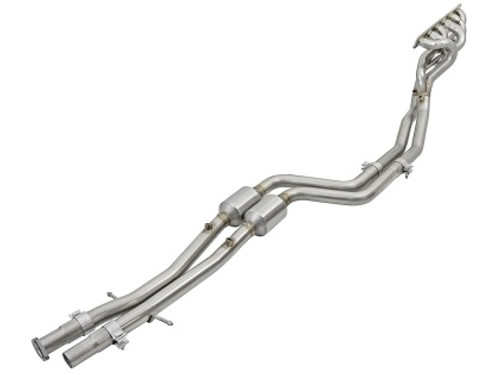 BMW Twisted Steel Long Tube Headers & Mid Pipe 304 Stainless Steel with Cat - aFe POWER 48-36316-YC