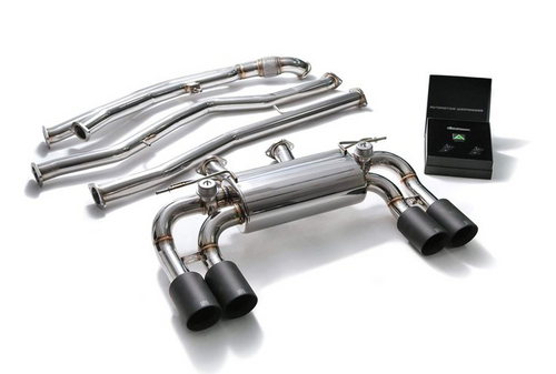 BMW Stainless Steel Valvetronic Catback Exhaust System with Matte Black Tips - Armytrix BMF87-QC38M