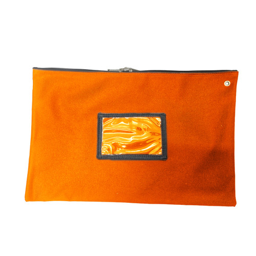 Orange Document Bag with Front Lock Hole Zippers Head
