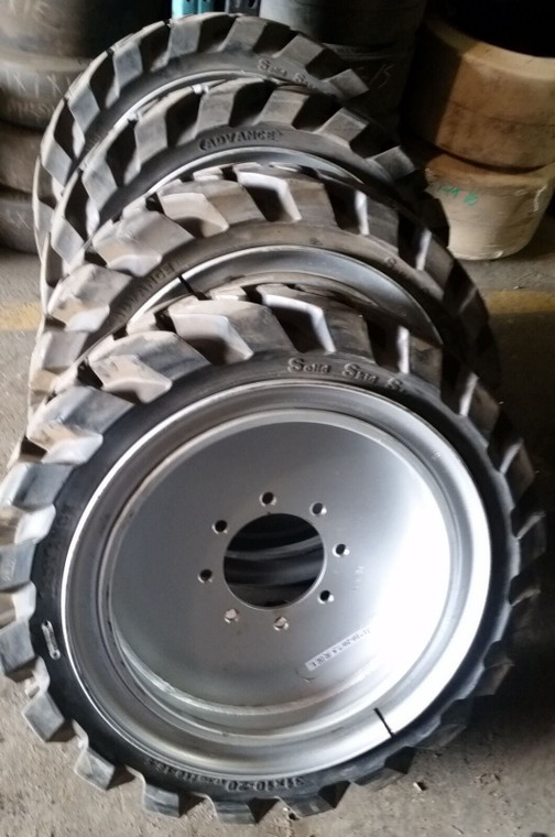 (4-tires with wheels) Solid 31x10-20 / 10-16.5 Skid-steer loader tire 311020