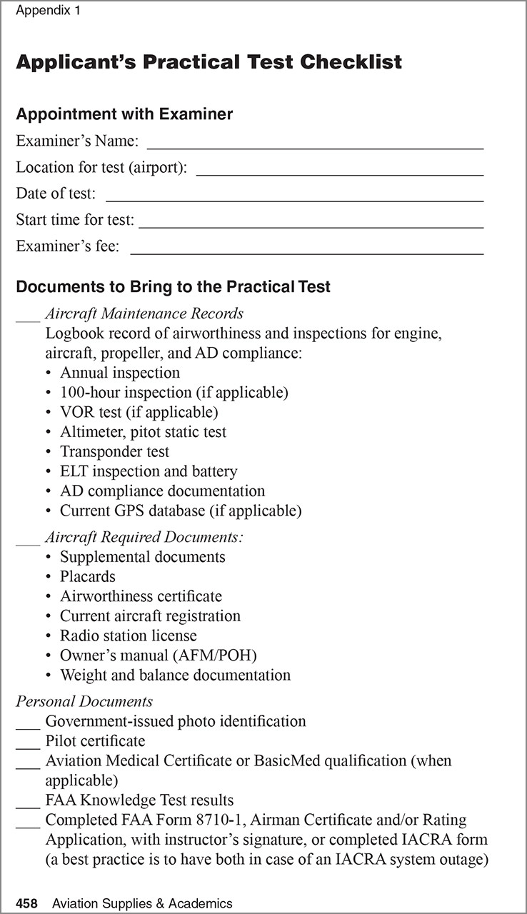 Flight Instructor Test Form Flight Instructor Oral Exam Guide, Ninth Edition