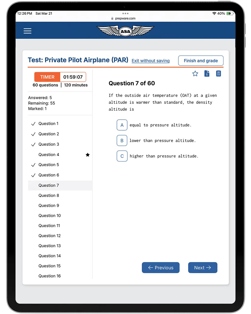 Prepware study software for FAA Pilot Knowledge Exams