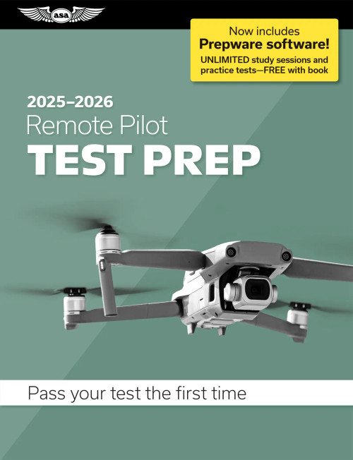 2025-2026 Remote Pilot Test Prep with Free Prepware Download (Front Softcover)