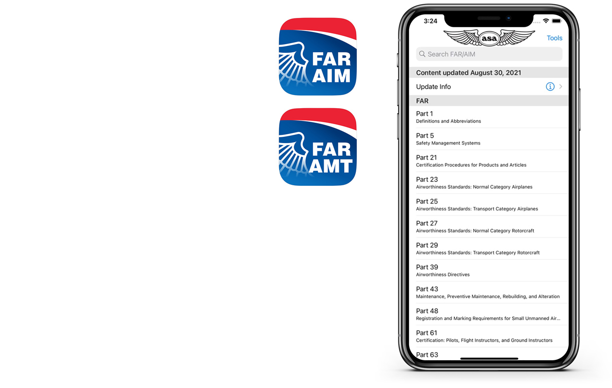 FAR/AIM and FAR-AMT app icons and app display on mobile phone