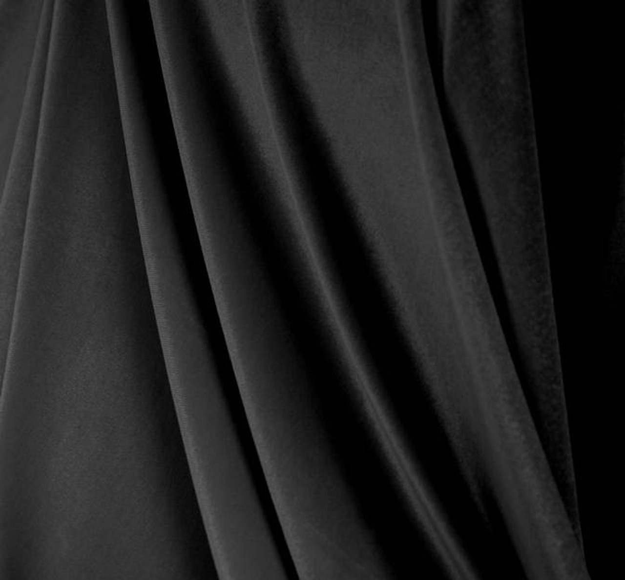 Stretch Velvet Solid Black (90/10) Width 58/60 Apparel Fabric