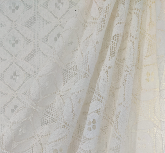 Lace 1D601 Off White Width 57/58" Apparel Fabric Lace 1D601 Off White Width 57/58" Apparel Fabric