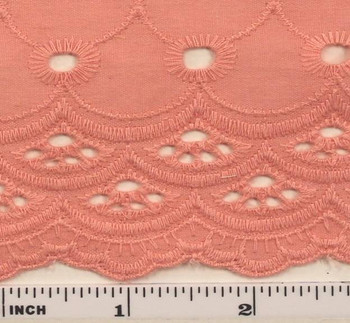 Eyelet Embroidery Peach 5K004 Width 41/42" Apparel Fabric Eyelet Embroidery Peach 5K004 Width 41/42" Apparel Fabric
