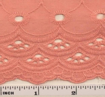  Eyelet Embroidery Peach 5K004 Width 41/42\" Apparel Fabric 