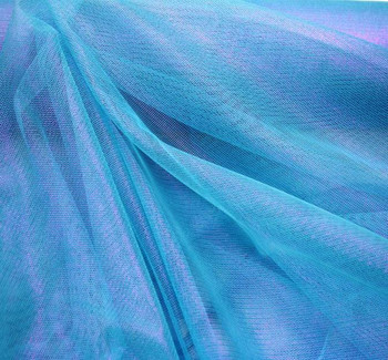 Mesh w/Foil Aqua/Pink Width 58/60" Apparel Fabric Mesh w/Foil Aqua/Pink Width 58/60" Apparel Fabric