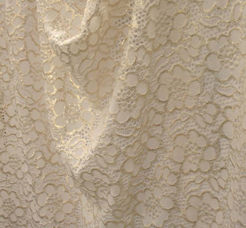 Lace 1D609 Ivory Gold Foil Fabric, 52/54" wide - fabric product image