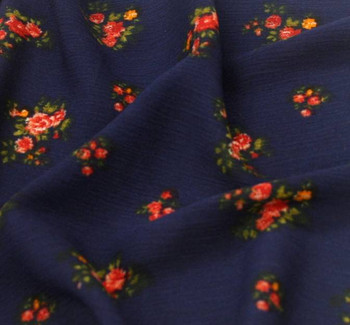 Rayon Crinkle D#1D659 Navy/Red Fabric, 53/54" wide - fabric detail view 2